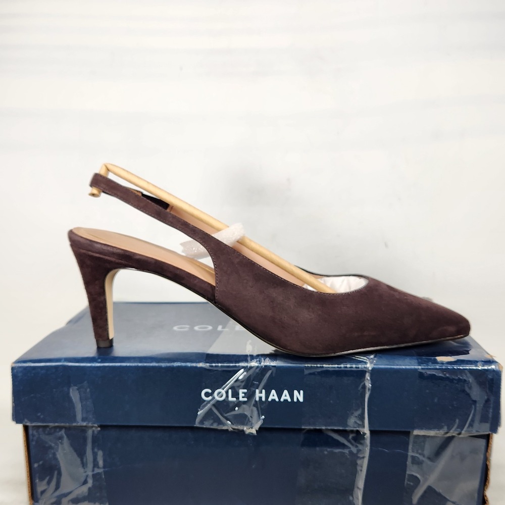Cole Haan Vandam Sling Pump 65 Women Size 11 Dark Chocolate Suede Pointed Toe